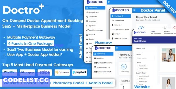 Doctro v8.1.0 - On-Demand Doctor Appointment Booking SaaS Marketplace Business Model
