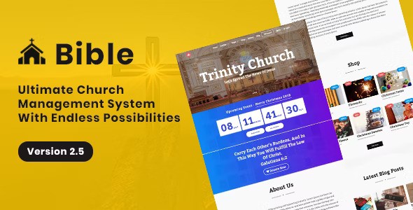 Bible v3.3  Church Management System With Shop, Donation, Sermon, Blog, Event, Role, Attendance & More