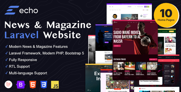 Echo v1.2.0  News & Magazine Laravel Platform