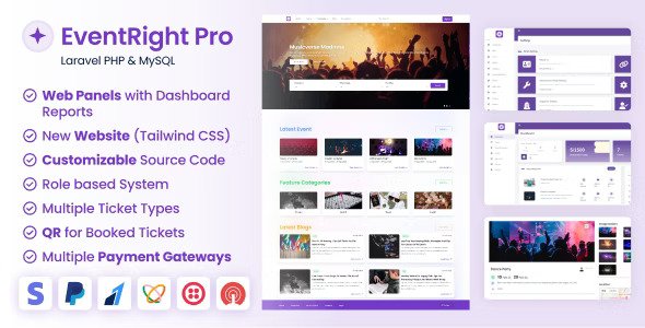 EventRight Pro v2.0.0  Ticket Sales and Event Booking & Management System with Website & Web Panels (SaaS)