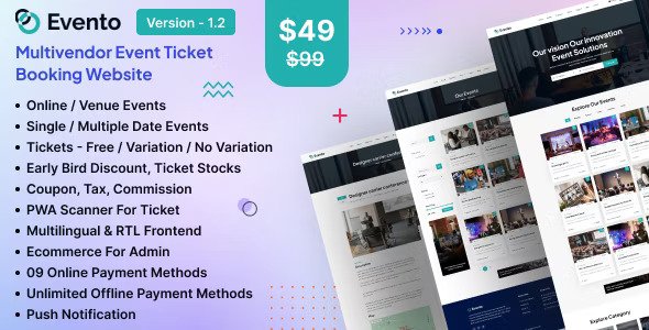 Evento v2.0  Multivendor Event Ticket Booking Website