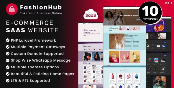 FashionHub SaaS v3.6  eCommerce Website Builder For Seamless Online Business