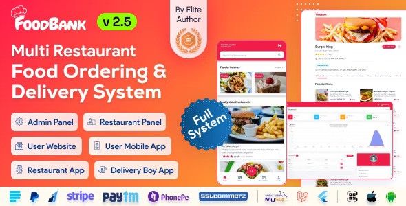 Food/Restaurant : FoodBank Multi Restaurant v2.9  Food Delivery App | Restaurant App with Admin & Restaurant Panel