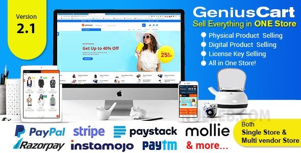 eCommerce  : GeniusCart v2.1  Single or Multivendor Ecommerce System with Physical and Digital Product Marketplace