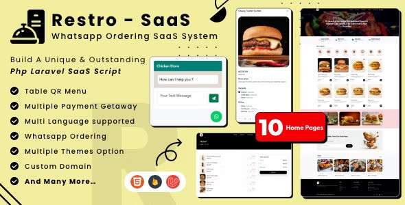 Food/Restaurant : Restro SaaS Multi Restaurant Online WhatsApp Food Ordering System SaaS