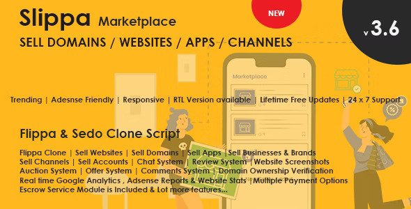 Slippa v4.0  Domains,Website ,App & Social Media Marketplace PHP Script