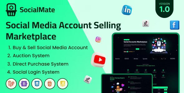 SocialMate v1.0  Social Media Account Selling Marketplace