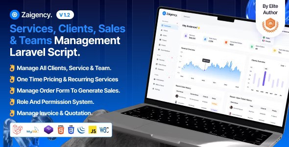 Zaigency v1.2  Services, Clients, Sales & Teams Management Laravel Script