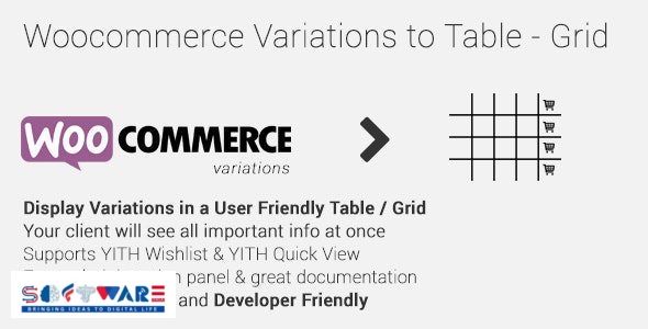 Woocommerce Variations to Table – Grid 1.5.1