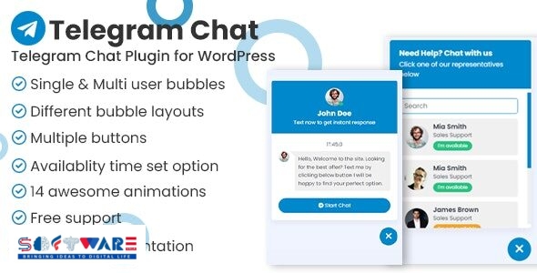 Telegram Chat Support Pro WordPress Plugin 1.0.2