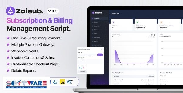 Zaisub - Subscription & Billing Management Laravel Script.