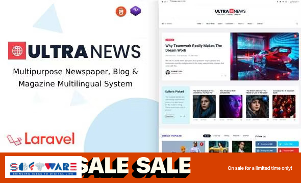 UltraNews - Laravel Newspaper, Blog Multilingual System with support AI Writer, Content Generator