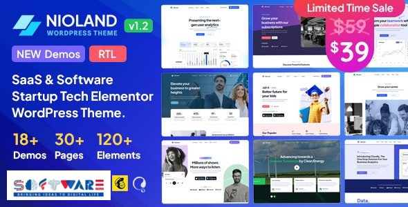Nioland 1.2.4 – SaaS & Software Startup Tech WordPress Theme