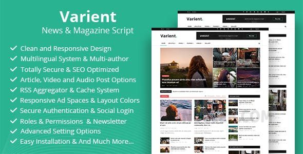 Varient v2.2.1  News & Magazine Script